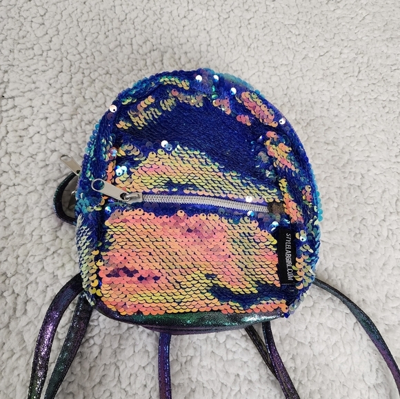 Mini sequin backpack, Blue, Gold, Multicolored, shiny, bling,  STYLELABGIRL.COM - Picture 1 of 6